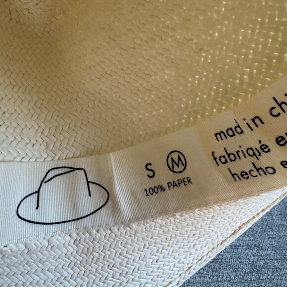 Onia Women’s Rosa Hand-Painted Panama Hat Banana Beach Vacation Sz M main image 4